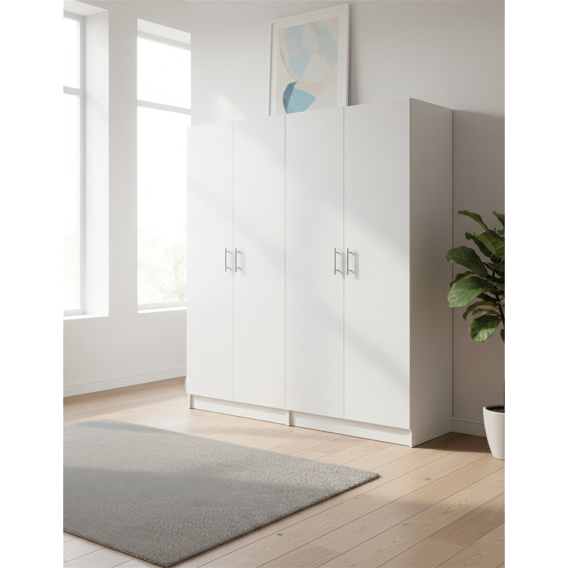 Modex White Multi-Purpose Utility Storage Cabinet (2-Piece Set), 70.9" H x 63" W x 15.7" D, White