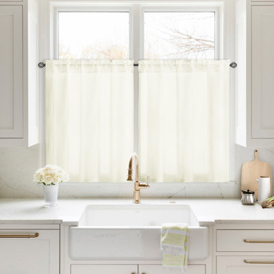  Rideaux de cuisine ivoire avec intimité semi-transparente et filtrant la lumière, l 30 po x L 36 po