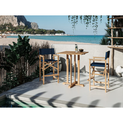 Crider Director 3-Piece Square Teak Outdoor Bar Height Dining Set