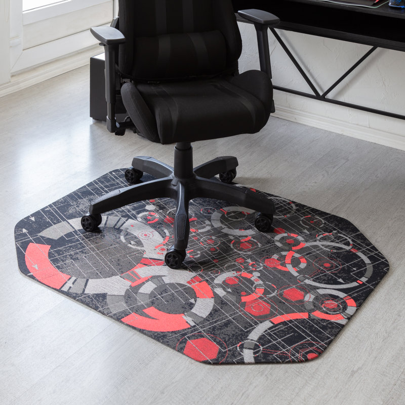 Tapis de chaise de jeu réfracté octogonal antidérapant, Rouge