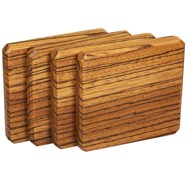 Tiger Wood Coasters Edge Grain avec base