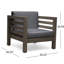 Fauteuil club en bois avec coussins d'eau, gris, coussins intérieurs gris Mid-Century