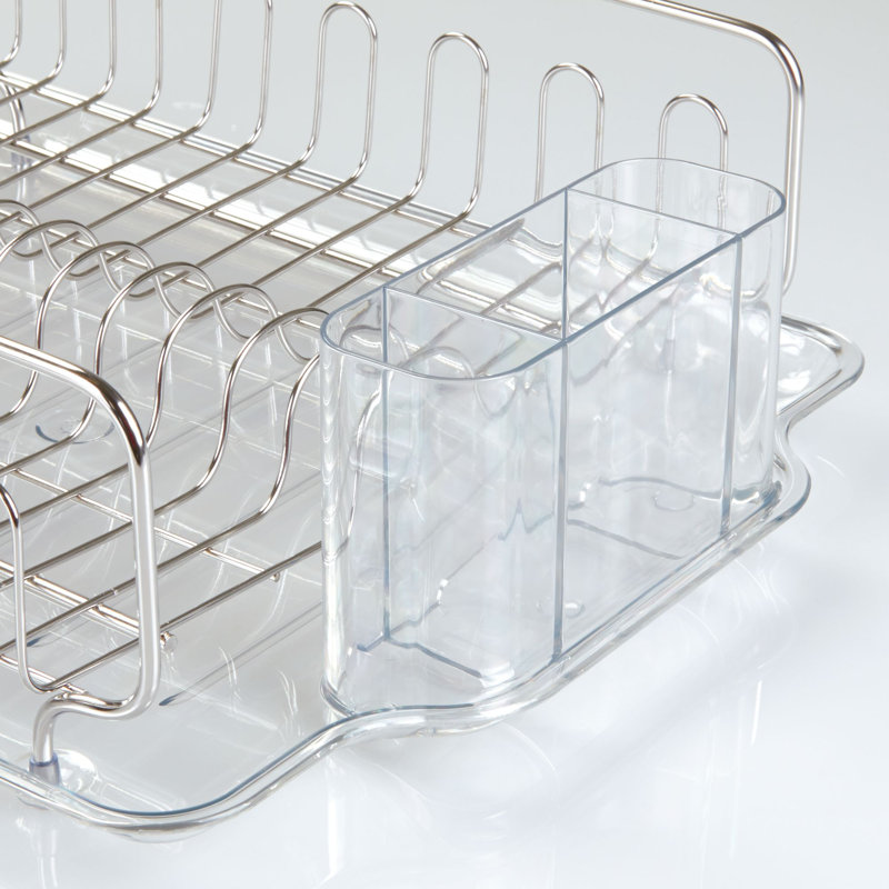 Clear Stainless Steel Dish Drainer with Utensil Cup