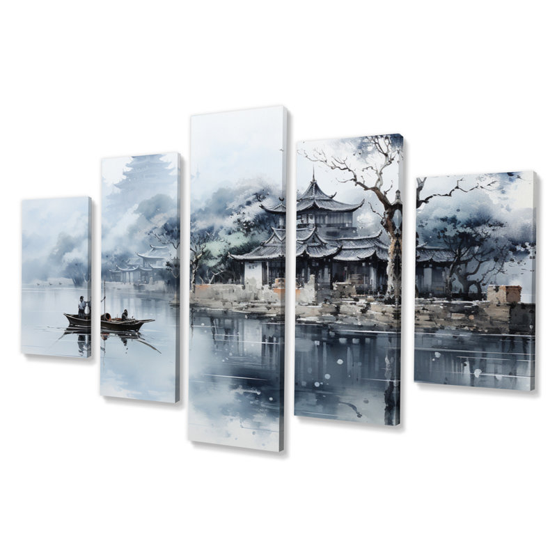 «Vietnam Hue Perfume River Landscape», impression sur toile - 5 panneaux