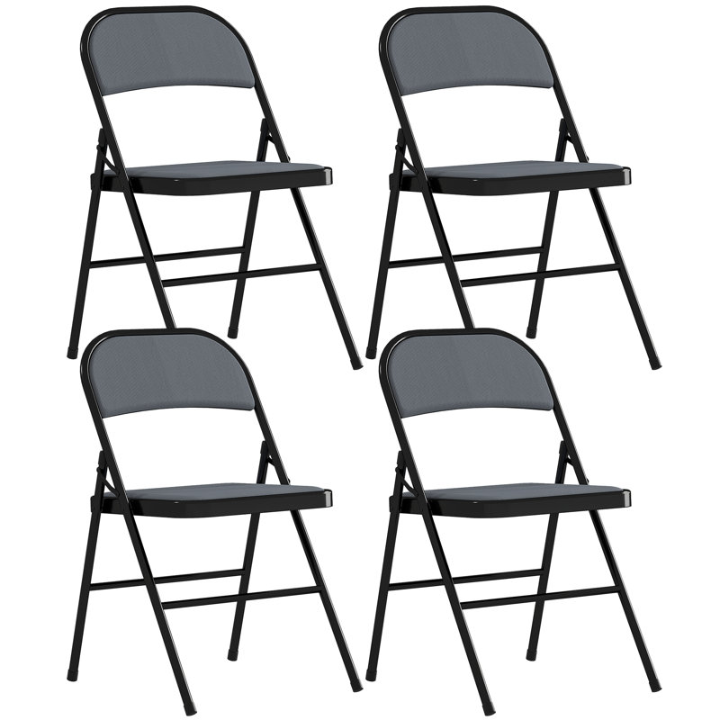 Chaises pliantes en métal avec chaises pliantes en velours côtelé , Gris foncé, Gris