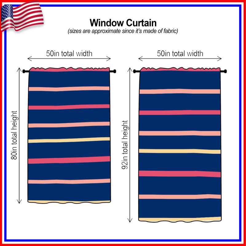 Horizontal Striped Pattern Window Curtains, Stripes Sheer & Blockout Curtains - 1 Panel, 50" x 80" - 1 Panel, Sheer