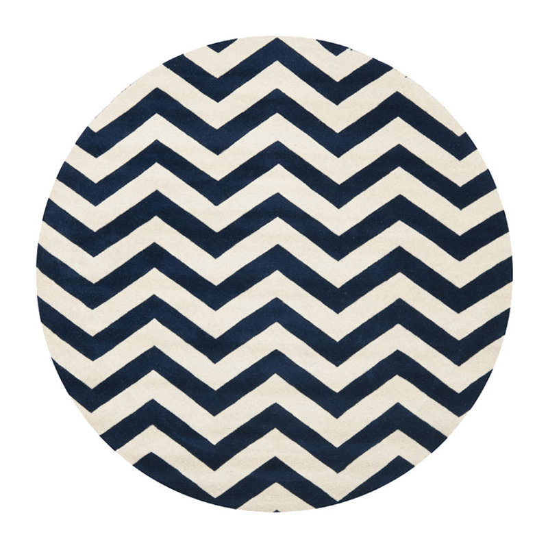Chatham Hand Tufted Wool Chevron Rug, Round 6'6"