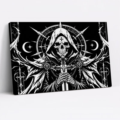 Toile noire et blanche à capuchon