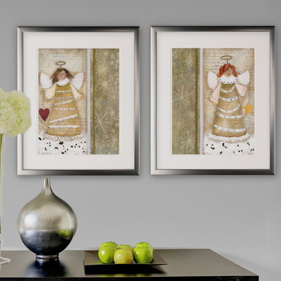 « christmas angle », ensemble de 2 reproductions de peintures à l’acrylique encadrées