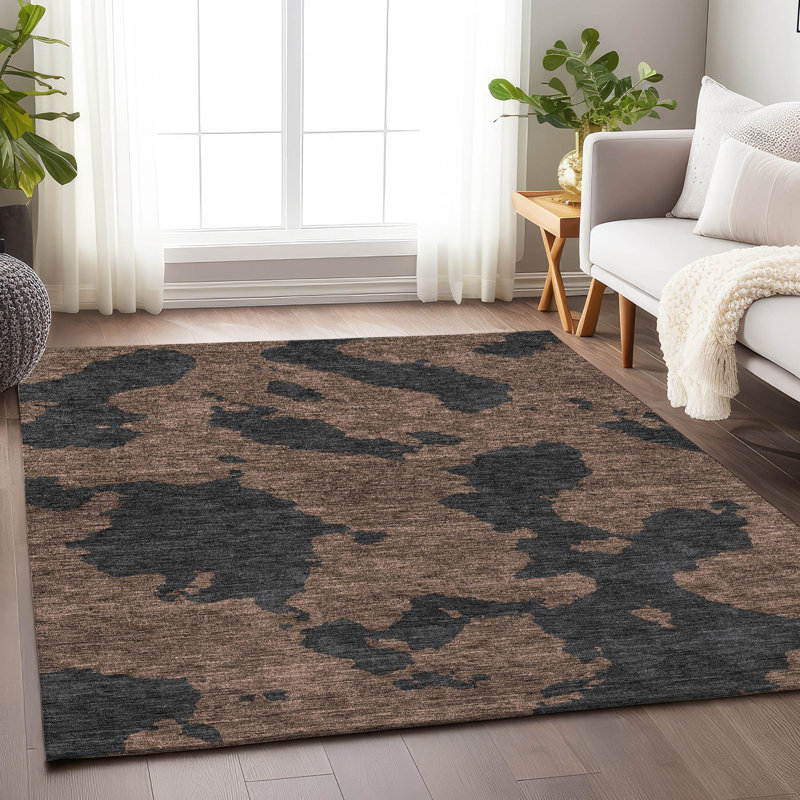 Tapis chocolat Prisco lavable à la machine de qualité supérieure, Rectangle 5 pi x 7 pi 6 po