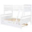 Lit superposé simple au-dessus d'un lit double - blanc, robuste avec garde-corps et mesures blanches-818480584