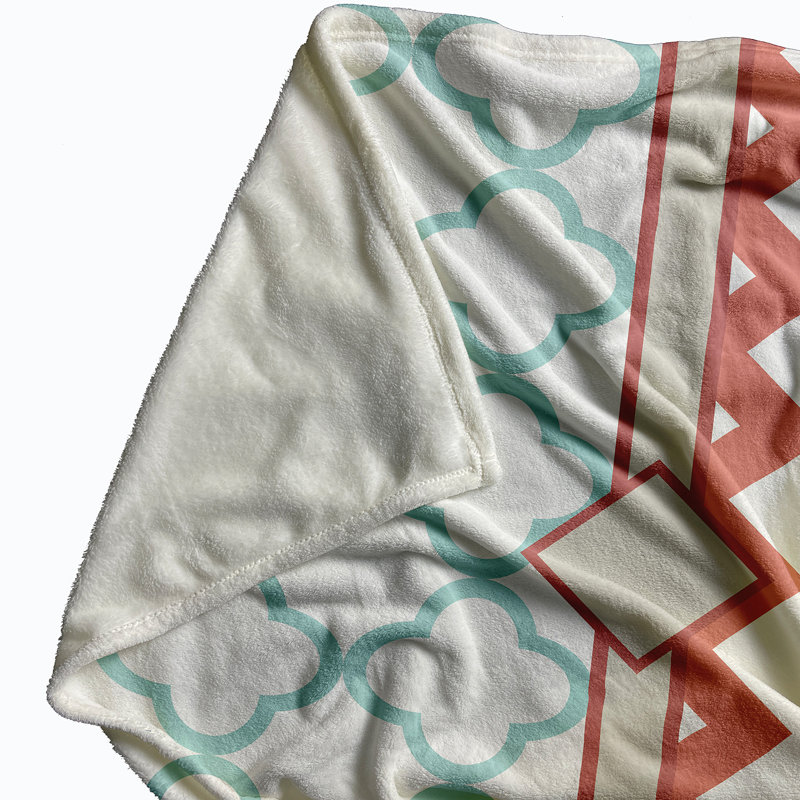 Emeline Plain Weave / Muslin Throw Blanket, Blue/Coral