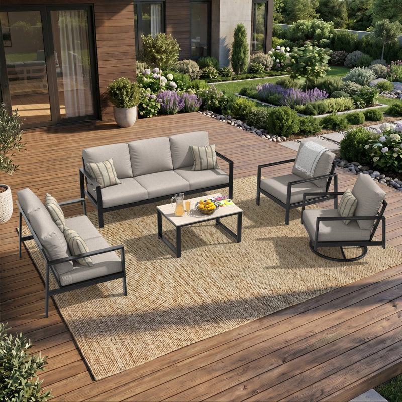 Ensemble de conversation Kachig avec coussins Sunbrella®, Silver
