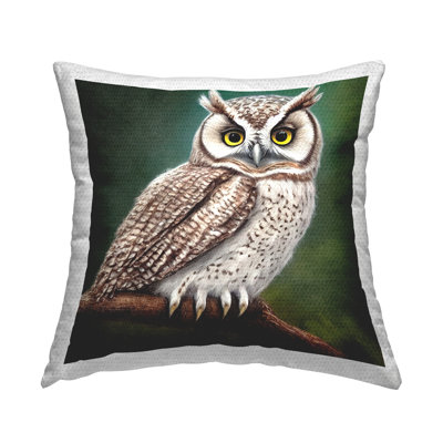 Owl Wildlife Nature Scene Outdoor Printed Pillow by Alpenglow Workshop
