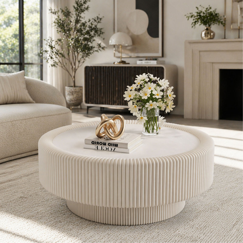 Table basse ronde de 5 pouces, table d'appoint moderne et multifonctionnelle pour salon, chambre à coucher, appartement, bureau à domicile, assemblage facile