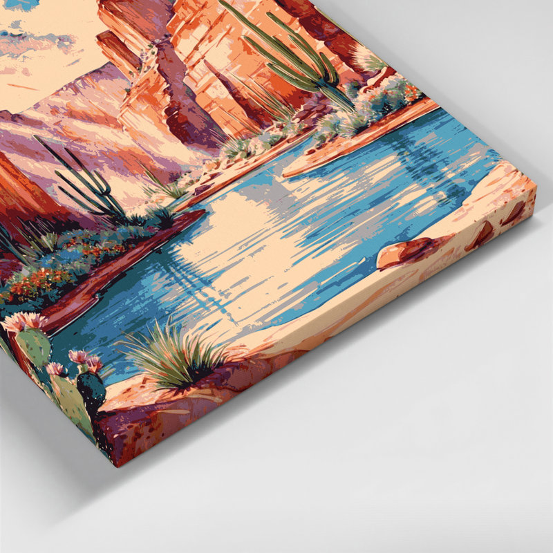 Southwestern Landscapes Desert Oasis 101 Brown Canvas Wall Art, H 16 po x l 20 po