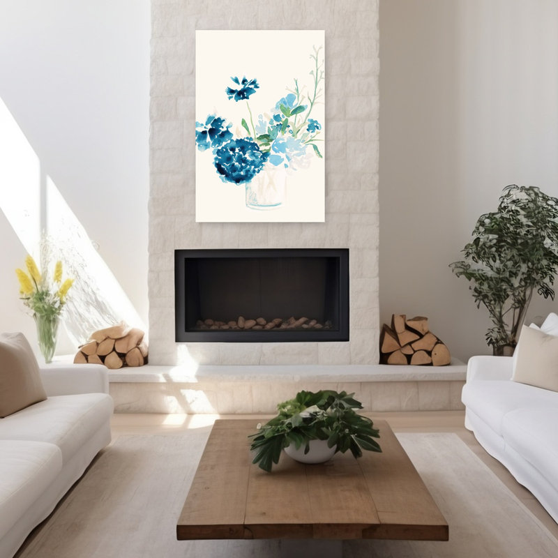 Remembrance, art floral abstrait contemporain, H 48 po x l 32 po