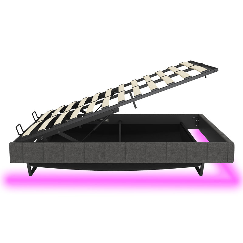 Upholstered Ottoman Storage Bed, Grey