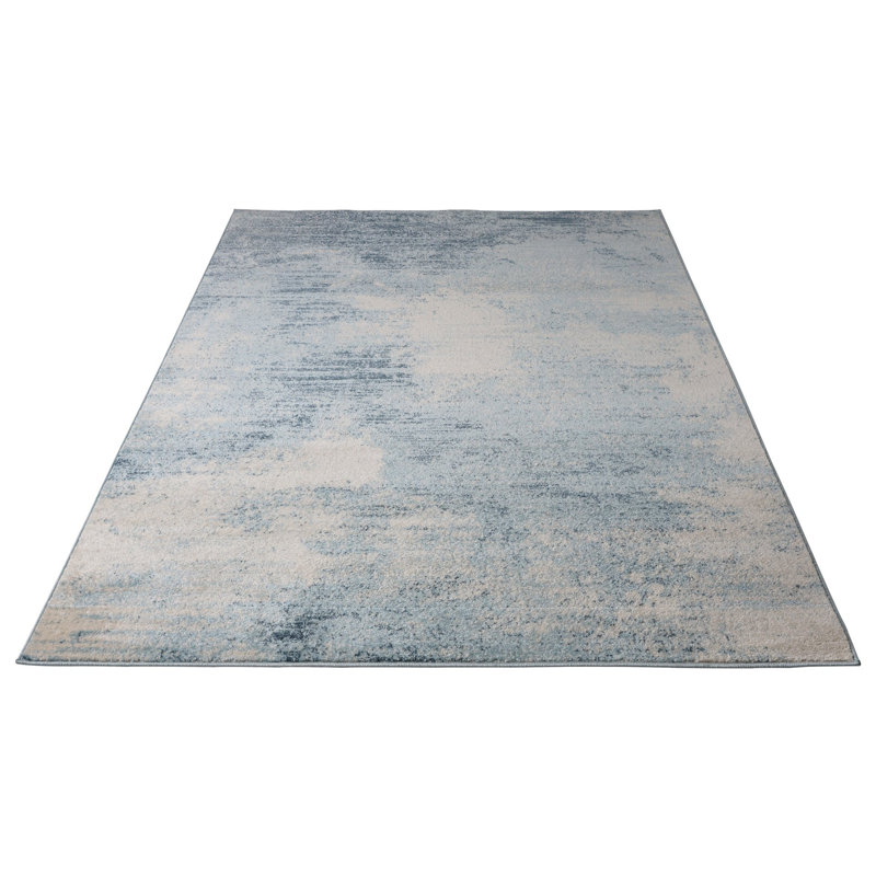 Tapis bleu/ivoire abstract Oklee, Rectangle 9 pi x 12 pi 6 po