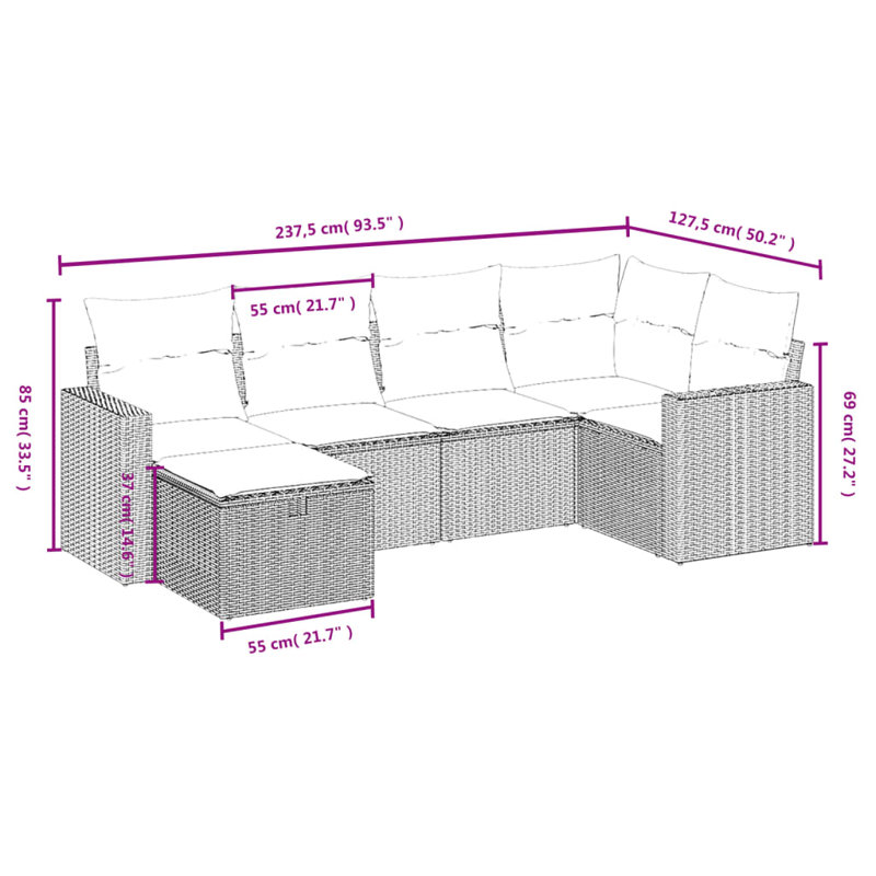 Ensemble de canapé de jardin Vidaxl
