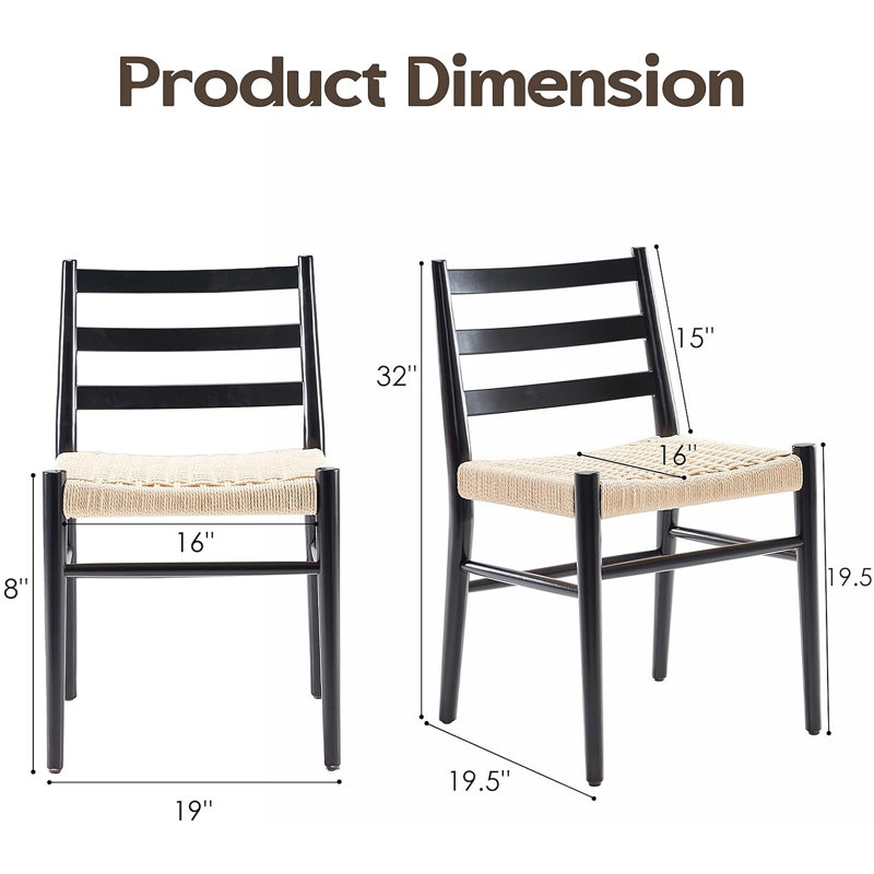 Chaises de salle à manger, siège en corde tissée avec structure en métal robuste, chaises de salle à manger modernes Mid-Century pour la cuisine, le salon, le restaurant