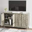 Armoire de buffet de style moderne, armoire de buffet avec rangement, armoire de rangement avec 4 portes en relief en forme de losange pour le salon, la salle à manger, le vestibule, le couloir, la cuisine, gris