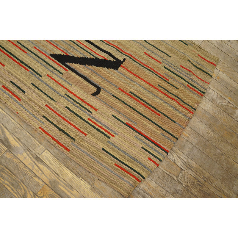 Antique Oversized American Hooked - Loop Pile Rug