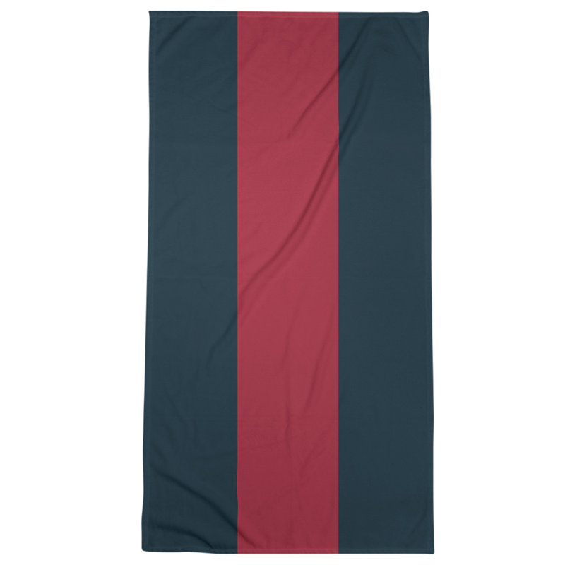 Bath Towel, Navy Blue/Red