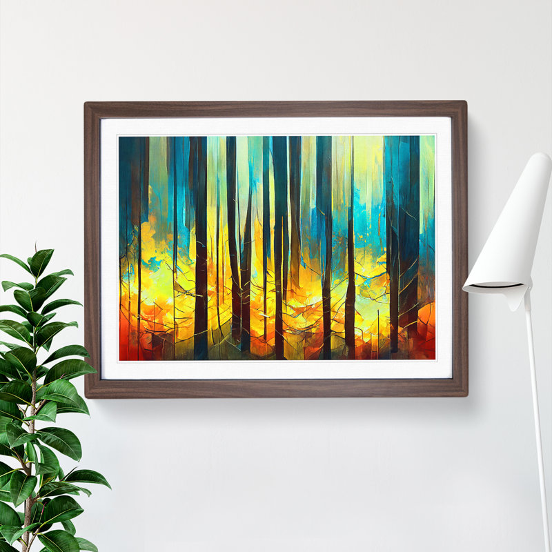 Captivating Abstract Forest Vol.5 - Framed Print, 46cm H x 64cm W x 2cm D, Walnut