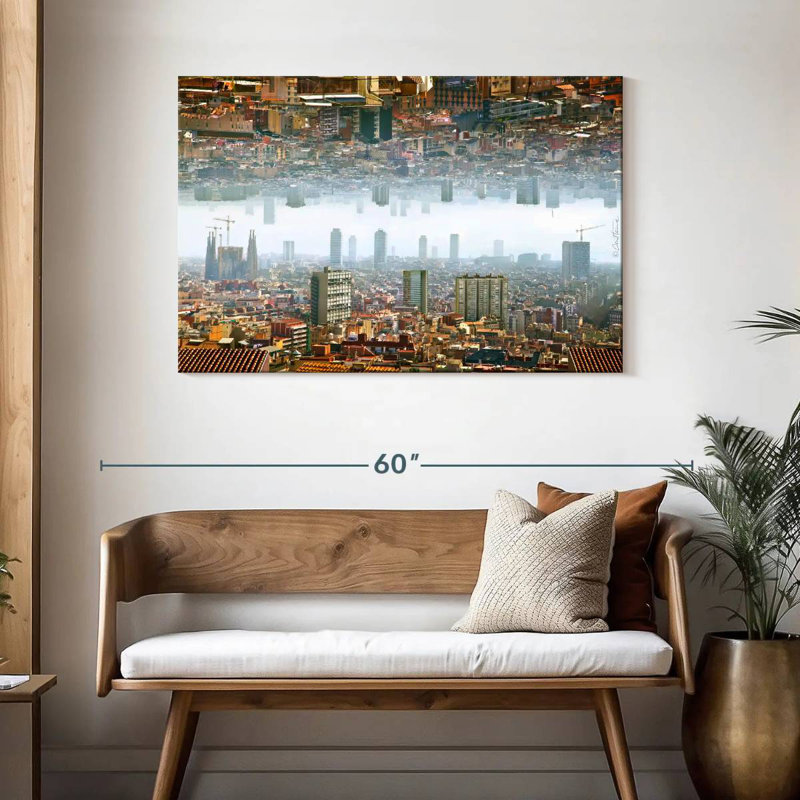 Paysage double de Barcelone, H 30 po x l 45 po