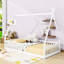 Lit simple en bois avec garde-corps, conception en forme de maison-1071985150