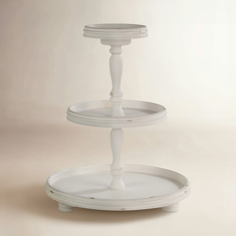 Harborside Wood Tiered Stand, Cream