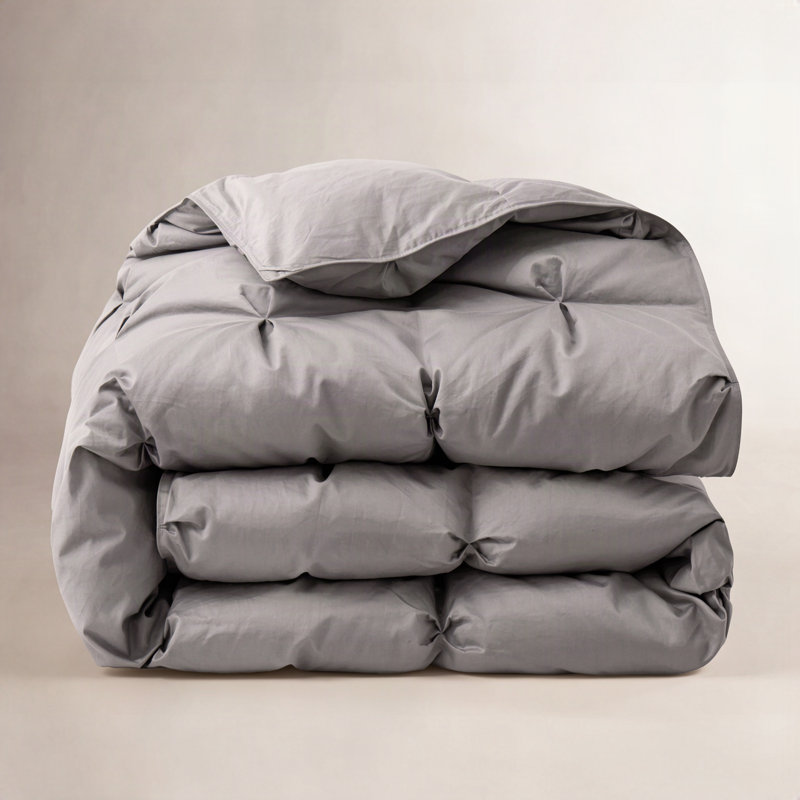 Édredon en duvet d'oie d'hiver avec tissu en coton biologique 300 fils, Lit simple, Gris