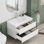Meuble-lavabo de 31,5 po avec lavabo combiné, armoire avec 2 grands tiroirs, système de fermeture en douceur, 2 grands tiroirs, conception sans poignée, assemblage facile, blanc brillant