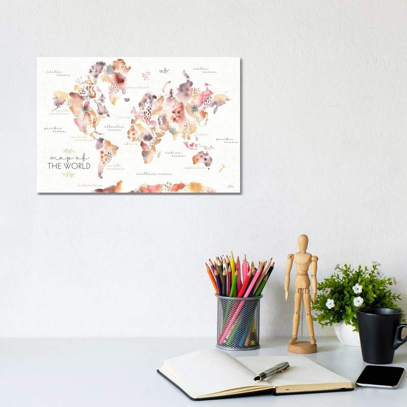 Desert Blooms Map by Laura Marshall - Wrapped Canvas Painting, 20.32 cm H x 30.48 cm W
