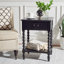 Table de bout Modern Athena Farmhouse - Design en bois massif blanc vieilli avec tiroir de rangement et tablette-1948001304
