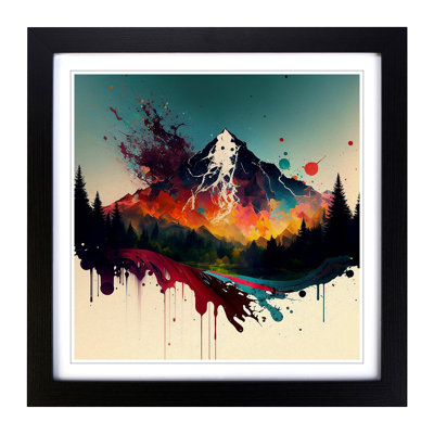 Landscape Splatter Art No.1 - Single Picture Frame Print on Wood