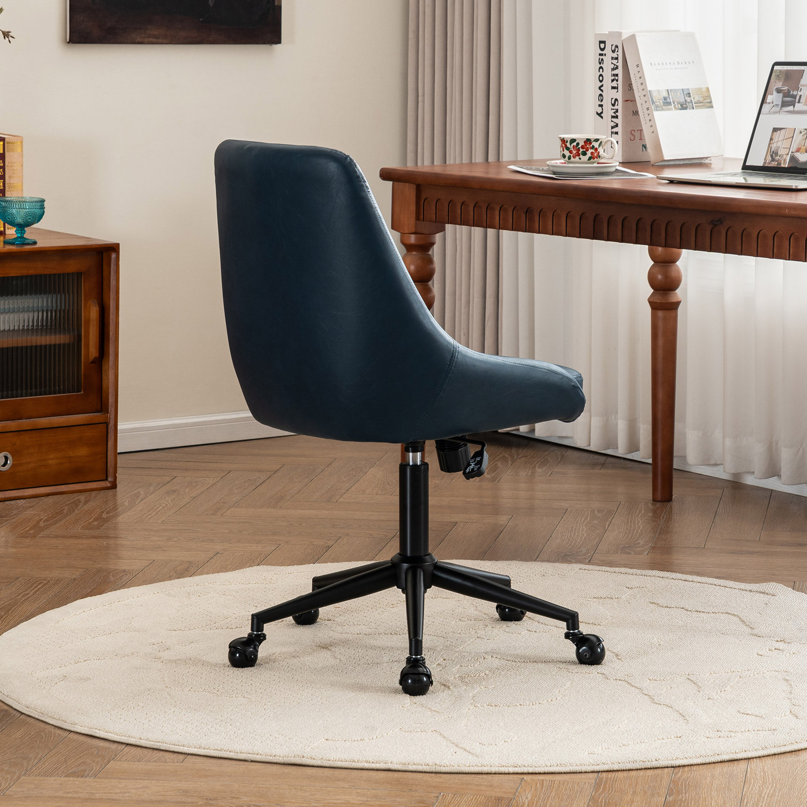 Vanora Office Chair, Navy Faux Leather