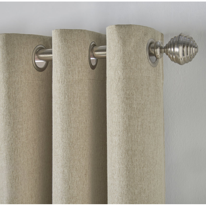 Bechard Blackout Linen Look Ring Top Curtains, Beige, 228cm Width x 137cm Drop