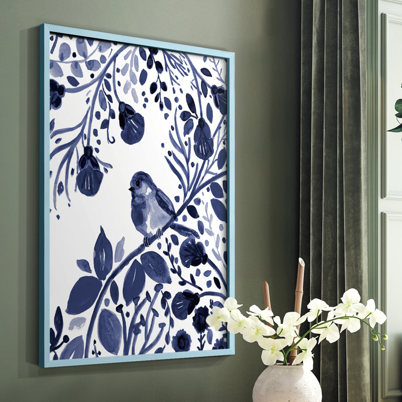 Indigo Song II, reproduction encadrée - bois massif, Bleu, H 10 po x l 8 po