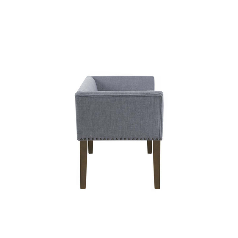 Dalice Upholstered Bench, Slate Blue, Black