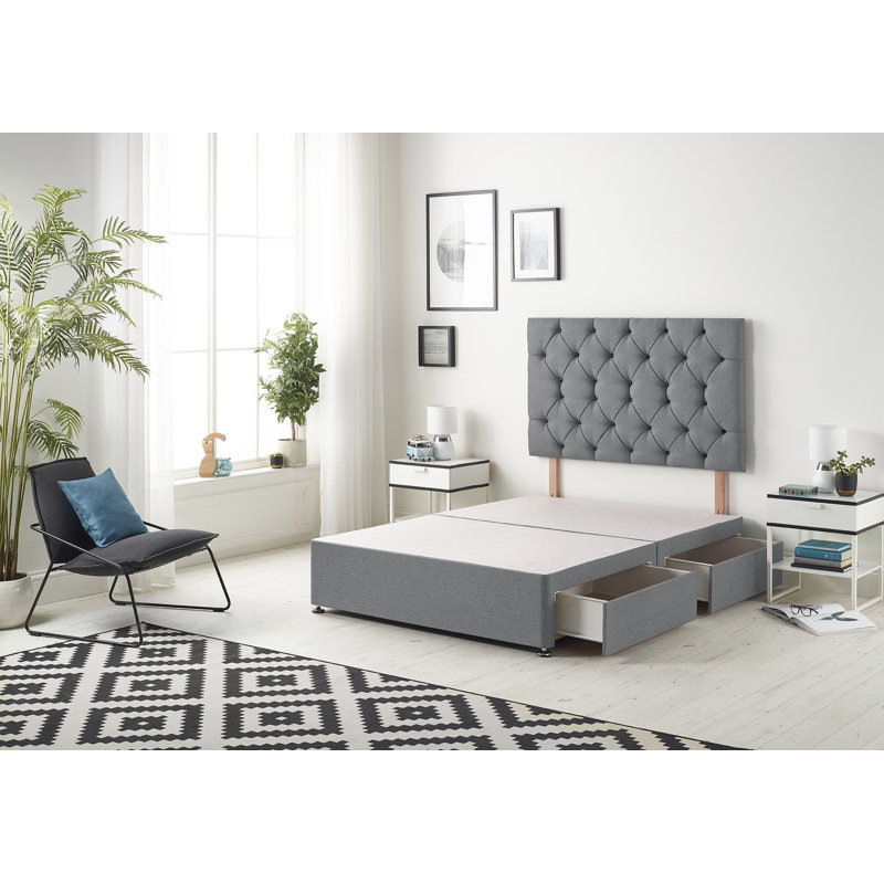 Copple Divan Bed Base, Kingsize (5'), Charcoal, 2 Drawers