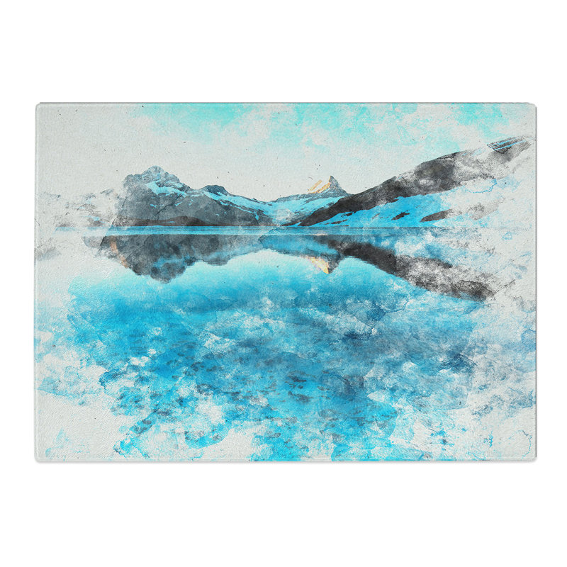 Tempered Glass Bachalpsee Lake in Switzerland Watercolour Chopping Board, 28.5 cm x 39 cm