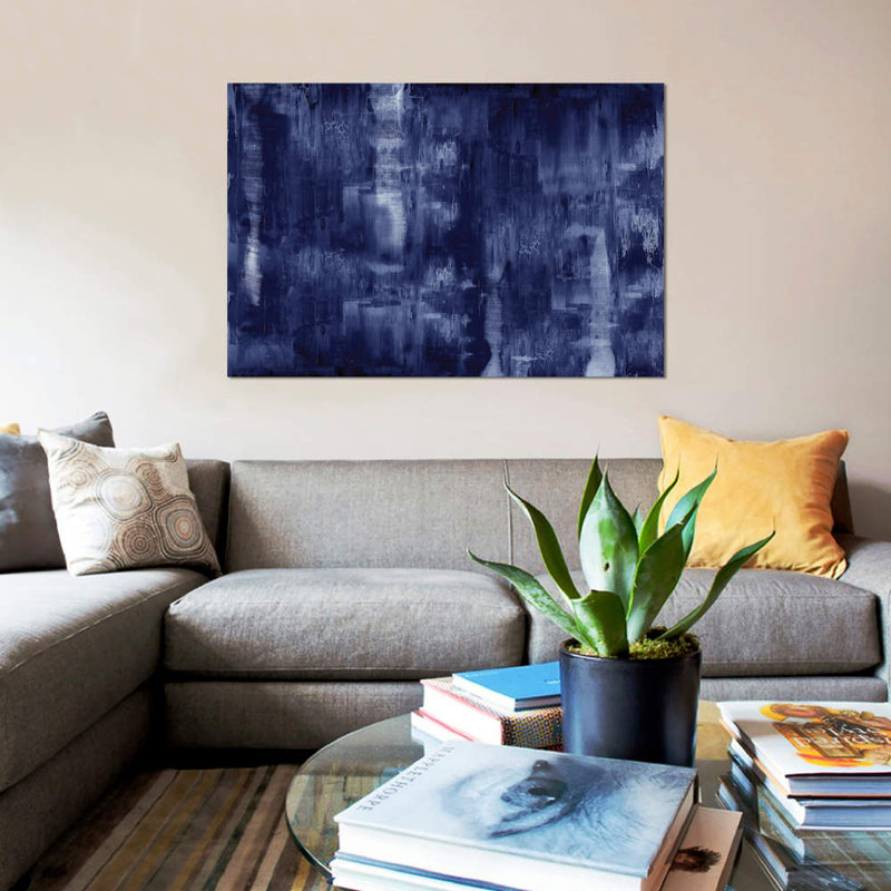 " Textural In Indigo " Print, 8" H x 12" W x 0.75" D, Wrapped Canvas, No Mat