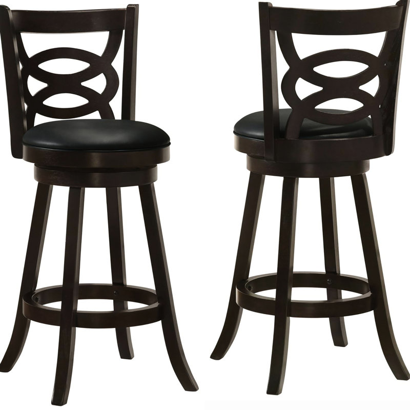 2 tabourets de bar pivotants de la collection Cappuccino de Ferrigno - ton, siège en cuir noir et finition tendance (2), coussin de siège, choix de zone élégant