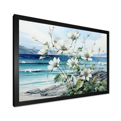 «Flower in Oceanic Calm Beach View II - Coastal Minimalisme», art mural