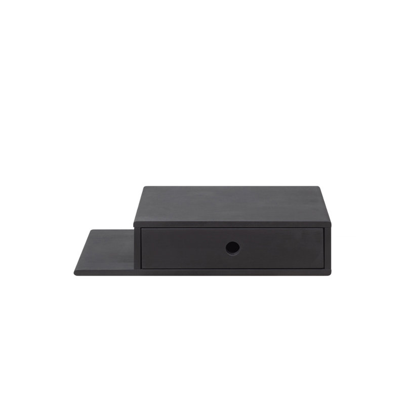Nasair 1 - Black Solid Wood Nightstand with Drawer | Bedroom Scandinavian Furniture, Bedside Table, Left