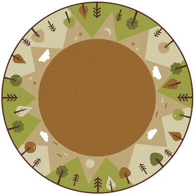 Tranquil Mountains KIDSoft Decorative Tufted Tan/Brown/Green Rectangle Area Rug