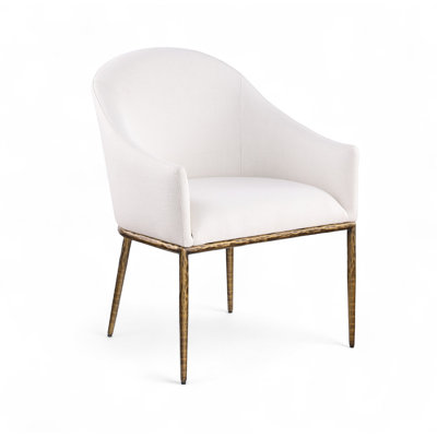 Ferro Linen Textured Performance Fabric Upholstered Dining Arm Chair