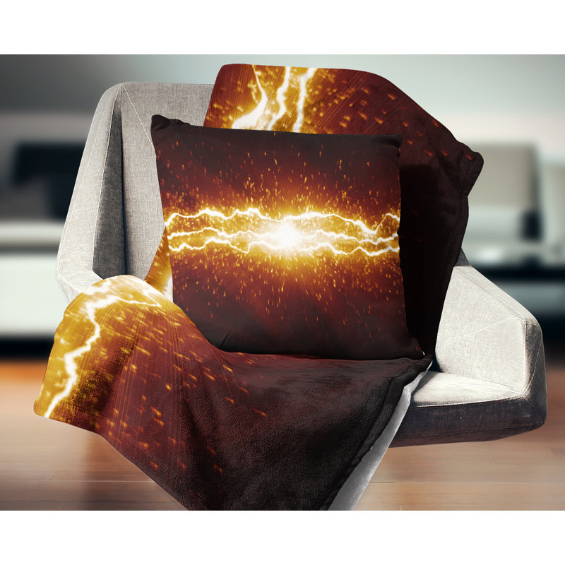 Lightning on Dark Sky - Abstract Printed Throw Pillow, 16" x 16", Square